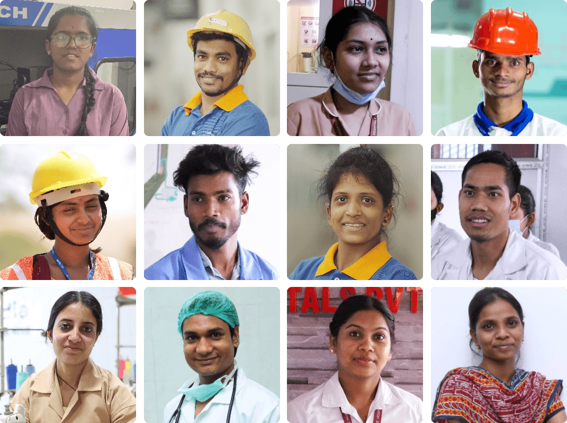 Collage of students receiving hands-on training and skill development