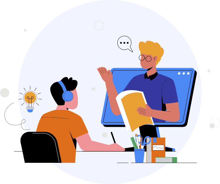 Animated image of a instructor trying to explain how we will train you