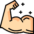 Graphic of a flexed bicep representing strength and breaking barriers in education