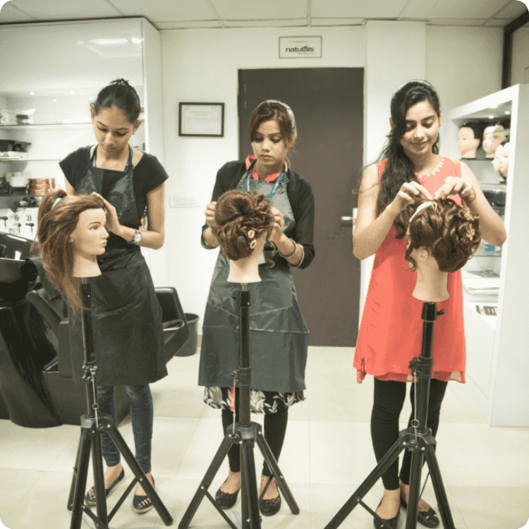 Beauty and wellness student practicing skills