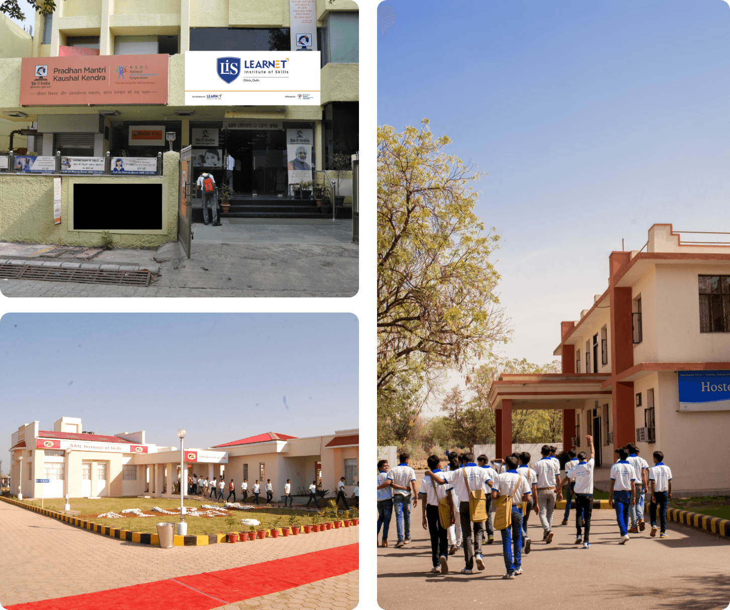 Learnet physical training centers collage showcasing facilities and infrastructure