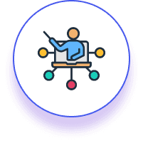 Icon of a person with a laptop, symbolizing networking and cultural training