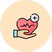 Animated image of a hand holding a heart symbolizing healthcare