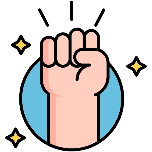Illustration of a raised fist symbolizing youth empowerment and courage