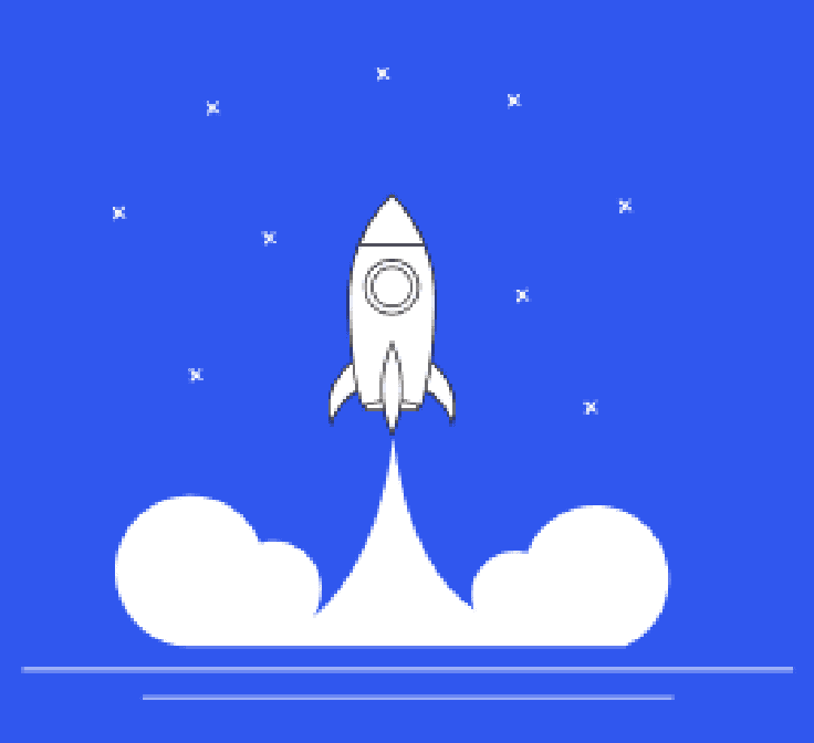 Rocket illustration with the text 'Take the first step to kickstart your career'
