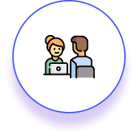 Profile icons of professionals in a mock interview session